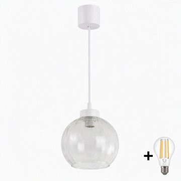 Brilagi - LED zsinóros függőlámpa RETRO GLASS 1xE27/60W/230V átm. 25 cm fehér/átlátszó