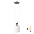 BRILAGI - LED zsinóros függőlámpa RETRO GLASS 1xE27/60W/230V Ø 10 cm fekete/fehér