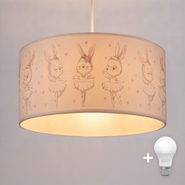 Brilagi - LED zsinóros gyerekszoba csillár BOBO 1xE27/10W/230V átm. 35 cm fehér/nyuszik