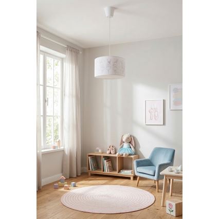 Brilagi - LED zsinóros gyerekszoba csillár BOBO 1xE27/10W/230V átm. 35 cm fehér/nyuszik