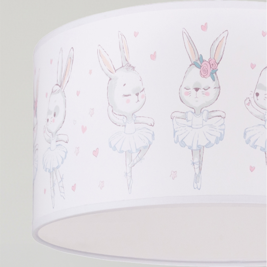 Brilagi - LED zsinóros gyerekszoba csillár BOBO 1xE27/10W/230V átm. 35 cm fehér/nyuszik