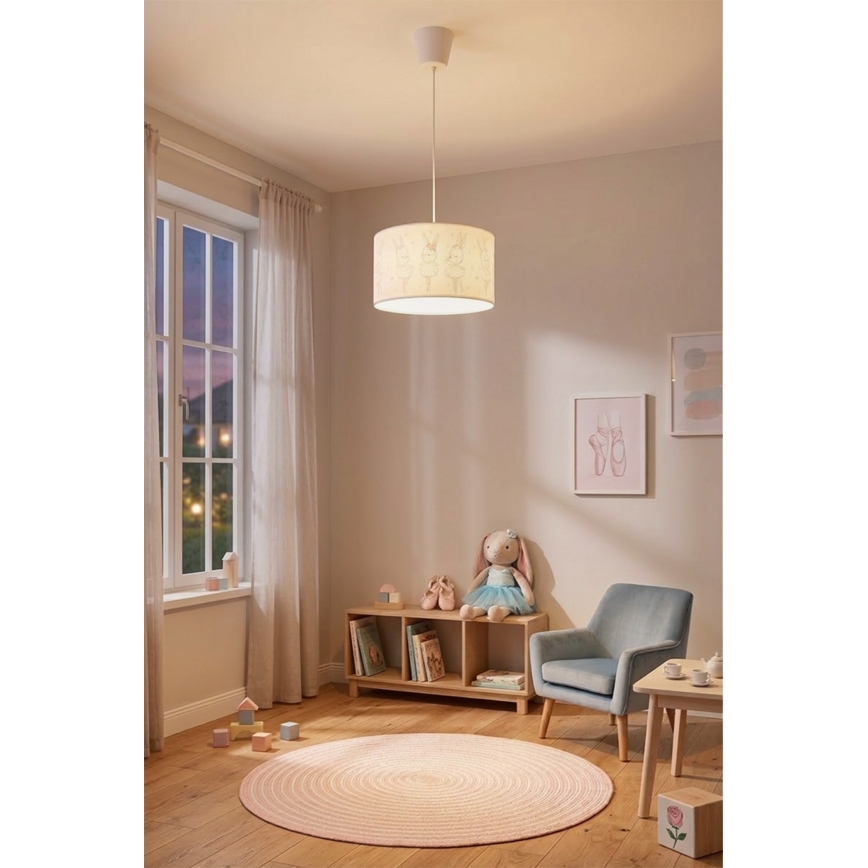 Brilagi - LED zsinóros gyerekszoba csillár BOBO 1xE27/60W/230V átm. 35 cm fehér/nyuszik
