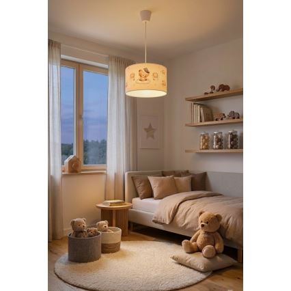 Brilagi - LED zsinóros gyerekszobai csillár BOBO 1xE27/10W/230V átm. 35 cm fehér/mackókkal