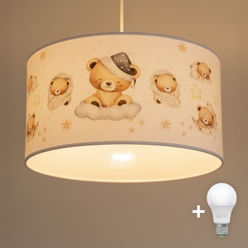 Brilagi - LED zsinóros gyerekszobai csillár BOBO 1xE27/60W/230V átm. 35 cm fehér/mackókkal