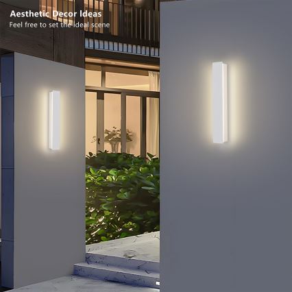 Brilagi - LINEAR LED kültéri fali lámpa, 8W, 230V, 3000K, IP65, 30 cm, fehér, CRI 90