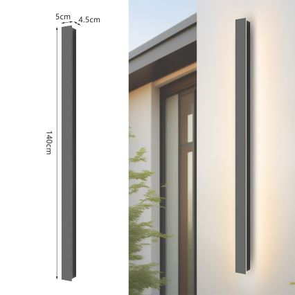 Brilagi - LED LINEAR kültéri fali lámpatest, 32W, 230V, 3000K, IP65, 140 cm, antracit, CRI 90
