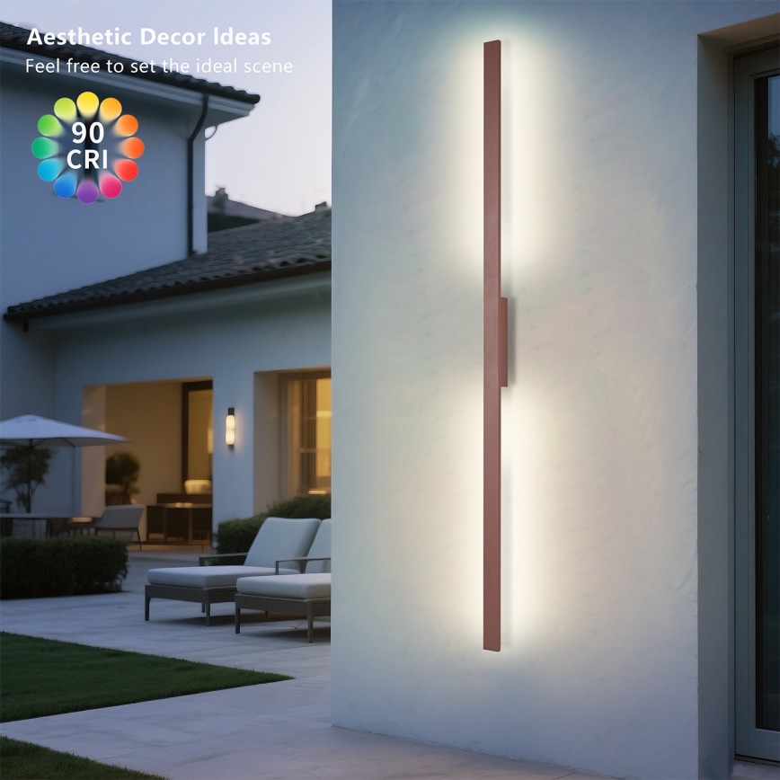 Brilagi - LUNA LED kültéri fali lámpatest, 30W, 230V, 3000K, IP65, 150 cm, barna, CRI 90