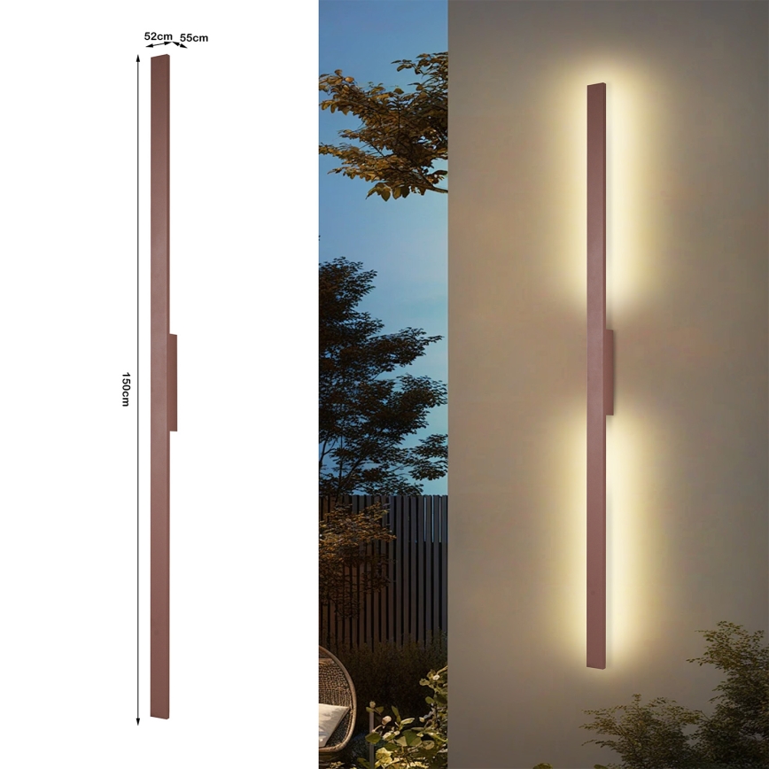 Brilagi - LUNA LED kültéri fali lámpatest, 30W, 230V, 3000K, IP65, 150 cm, barna, CRI 90