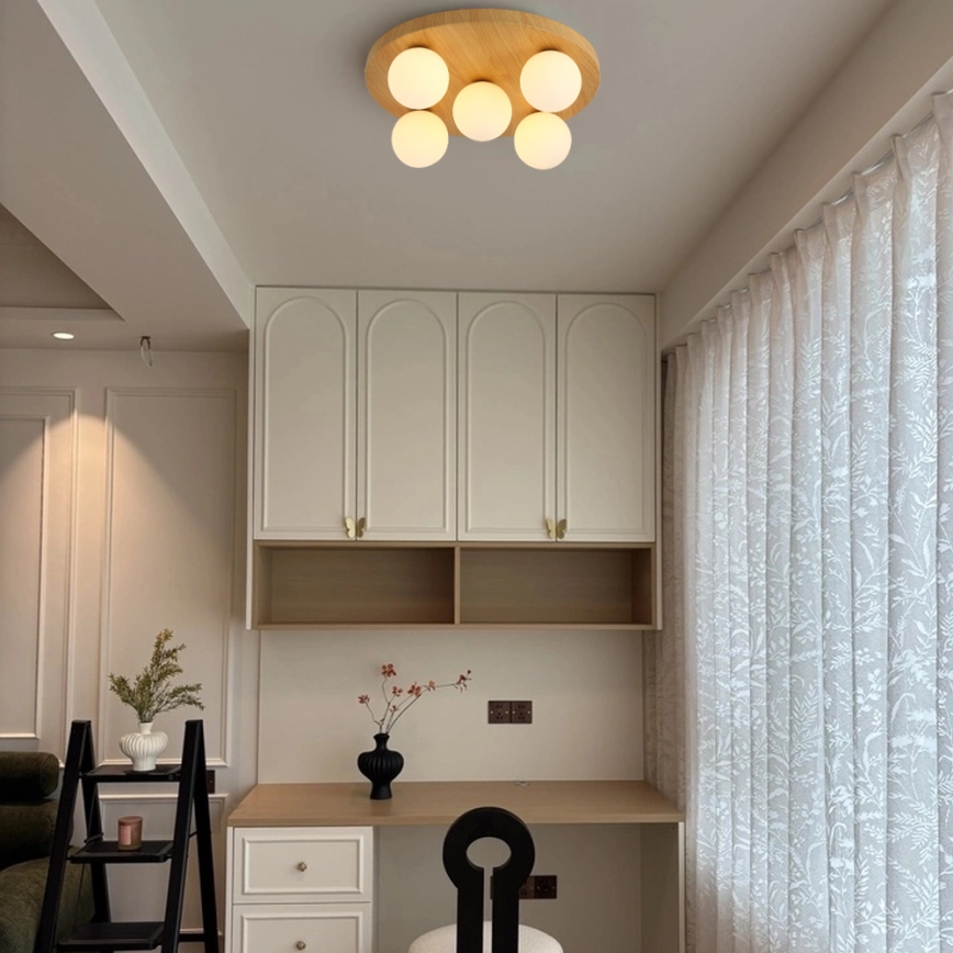 Brilagi - LUND WOOD mennyezeti lámpatest 5xG9/9W/230V, átm. 40 cm, fa