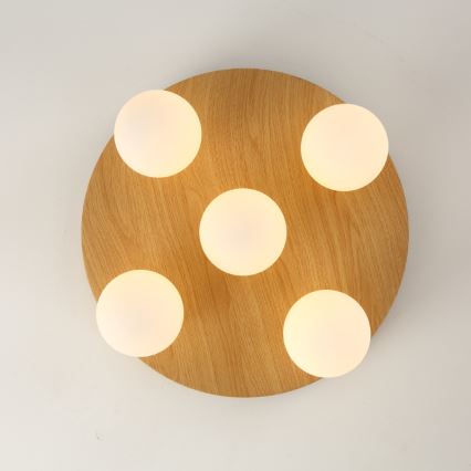 Brilagi - LUND WOOD mennyezeti lámpatest 5xG9/9W/230V, átm. 40 cm, fa