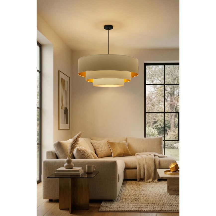 Brilagi - LUNETA kábeles csillár 3xE27/60W/230V, átm. 80 cm, krém/arany