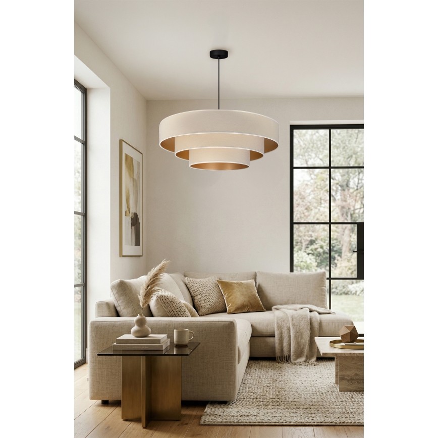 Brilagi - LUNETA kábeles csillár 3xE27/60W/230V, átm. 80 cm, krém/arany