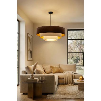 Brilagi - LUNETA kábeles csillár 3xE27/60W/230V Ø 80 cm barna/bézs/krémszínű