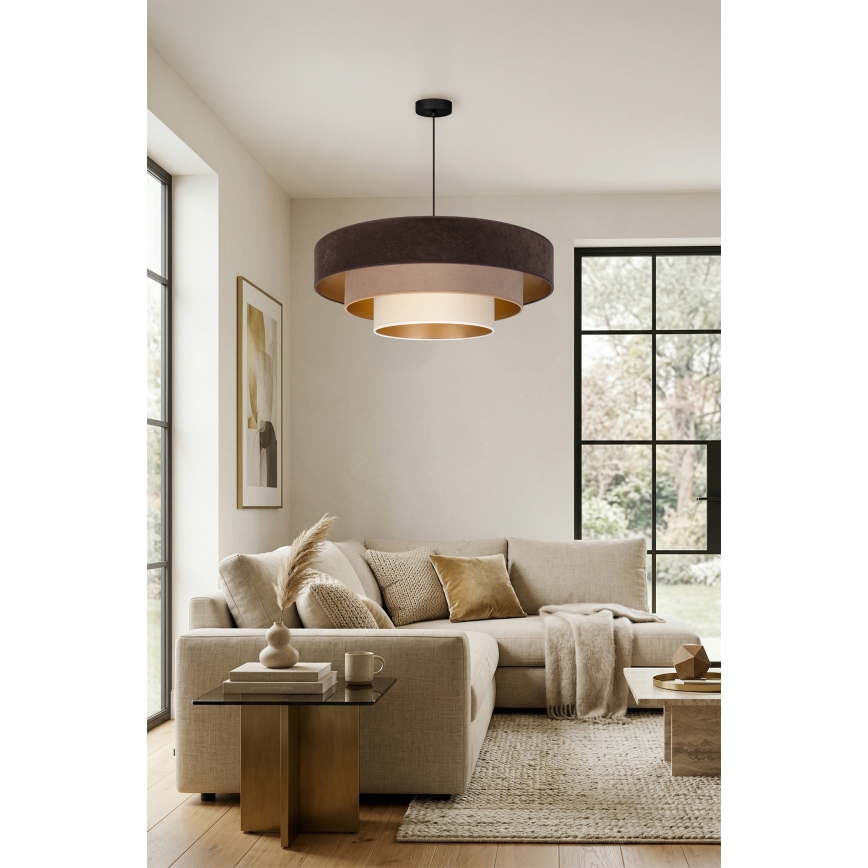 Brilagi - LUNETA kábeles csillár 3xE27/60W/230V Ø 80 cm barna/bézs/krémszínű