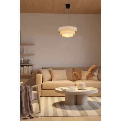 Brilagi - LUNETA kábelre függesztett csillár 1xE27/60W/230V Ø 40 cm krémszínű/arany