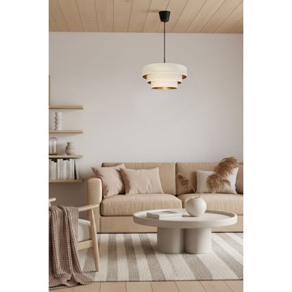 Brilagi - LUNETA kábelre függesztett csillár 1xE27/60W/230V Ø 40 cm krémszínű/arany