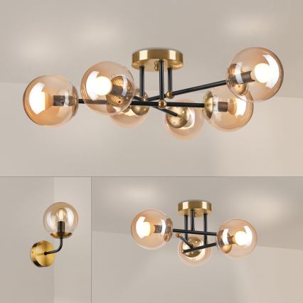 Brilagi - MALIVA aranyszínű felületre szerelhető csillár 6xE14/15W/230V