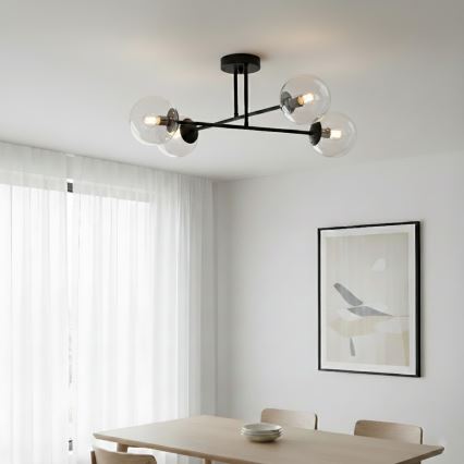 Brilagi - MALIVA felületre szerelhető csillár 4xE14/15W/230V fekete/átlátszó