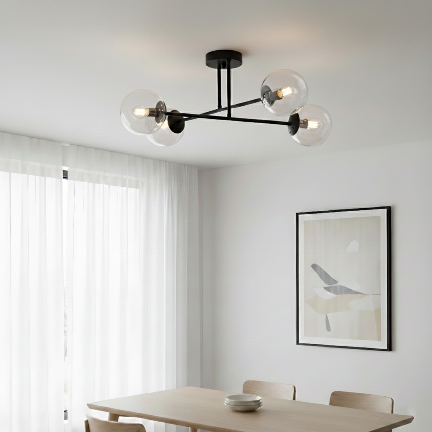 Brilagi - MALIVA felületre szerelhető csillár 4xE14/15W/230V fekete/átlátszó