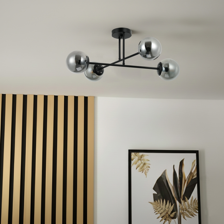 Brilagi - MALIVA felületre szerelhető csillár 4xE14/15W/230V fekete/füstszínű