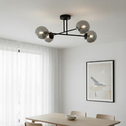 Brilagi - MALIVA felületre szerelhető csillár 4xE14/15W/230V fekete/füstszínű
