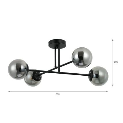 Brilagi - MALIVA felületre szerelhető csillár 4xE14/15W/230V fekete/füstszínű