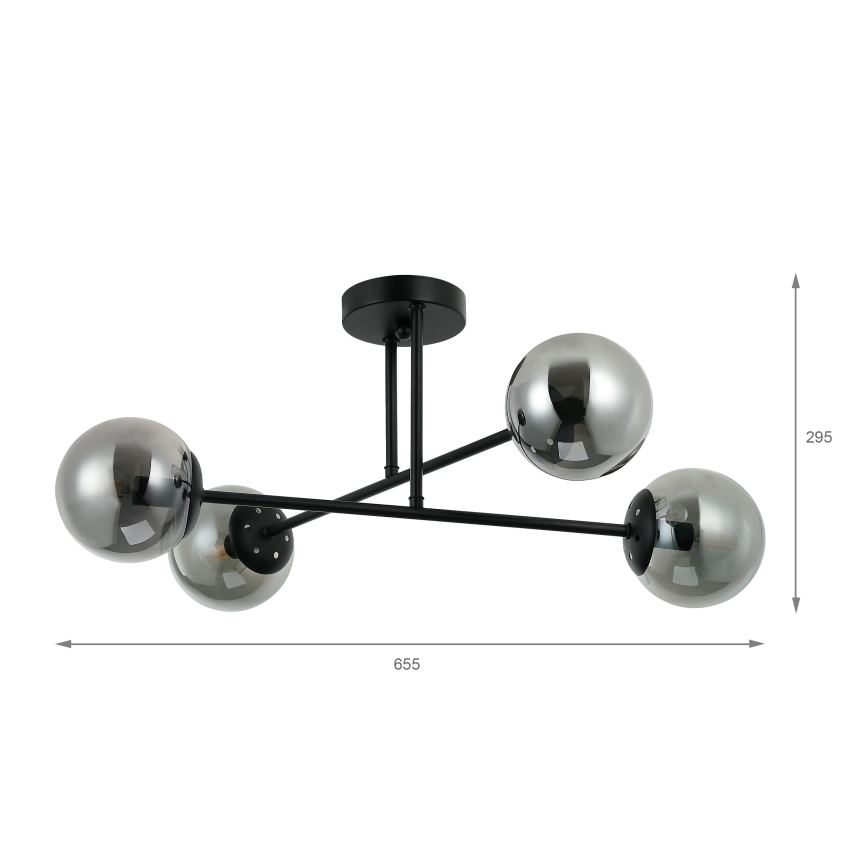Brilagi - MALIVA felületre szerelhető csillár 4xE14/15W/230V fekete/füstszínű