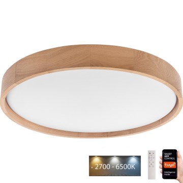 Brilagi - MANAROLA SMART LED/36W/230V 2700-6500K tölgy átmérő 51 cm Wi-Fi-s, fényerőszabályozható mennyezeti lámpa Tuya távirányítóval