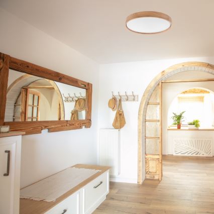 Brilagi - MANAROLA SMART LED/36W/230V 2700-6500K tölgy átmérő 51 cm Wi-Fi-s, fényerőszabályozható mennyezeti lámpa Tuya távirányítóval