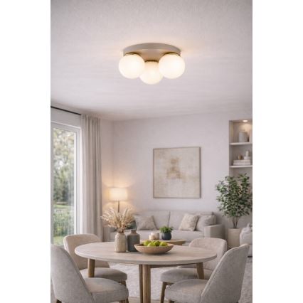 Brilagi - Mennyezeti lámpa 1xE27/60W/230V átm. 15 cm bézs/arany