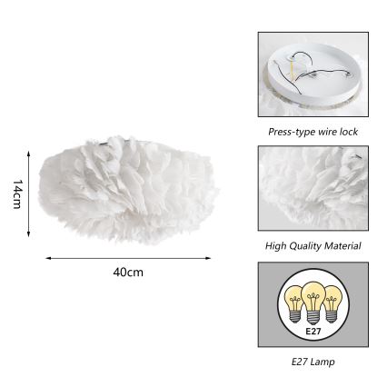 Brilagi - Mennyezeti lámpa FEATHER 3xE27/40W/230V átm. 40 cm fehér