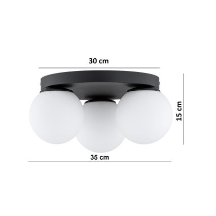 Brilagi - Mennyezeti lámpa MILO 3xE27/60W/230V átmérő 35 cm fekete