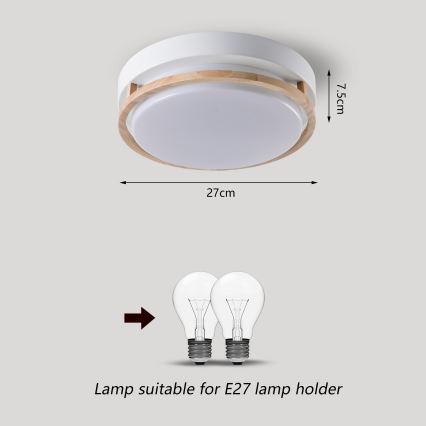 Brilagi - Mennyezeti lámpa ORINO 2xE27/40W/230V Ø 27 cm fehér/tölgy