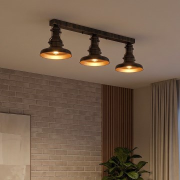 Brilagi - Mennyezeti lámpa PYRONIC 3xE27/40W/230V bronz/patina