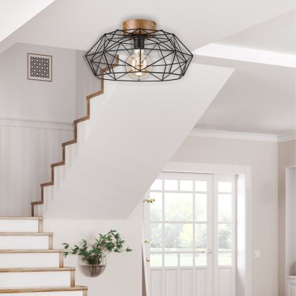 Brilagi - mennyezeti lámpatest WOODY BASKET 1xE27/60W/230V átmérő 40 cm tölgy