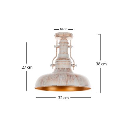 Brilagi - Mennyezeti lámpatest PYRONIC 1xE27/40W/230V átm. 32 cm krémszín/patina