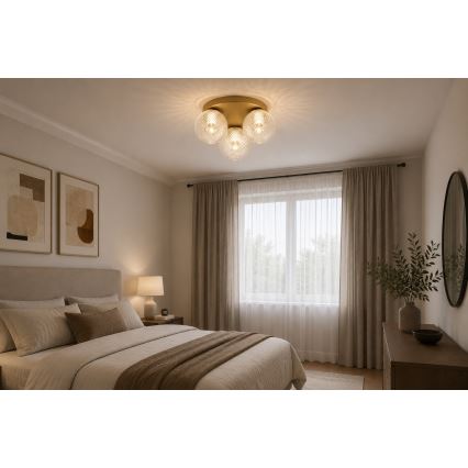 Brilagi - Mennyezeti lámpatest STELLA 3xE27/60W/230V Ø 35 cm bézs/arany