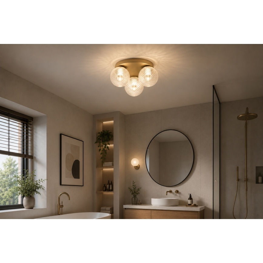 Brilagi - Mennyezeti lámpatest STELLA 3xE27/60W/230V Ø 35 cm bézs/arany
