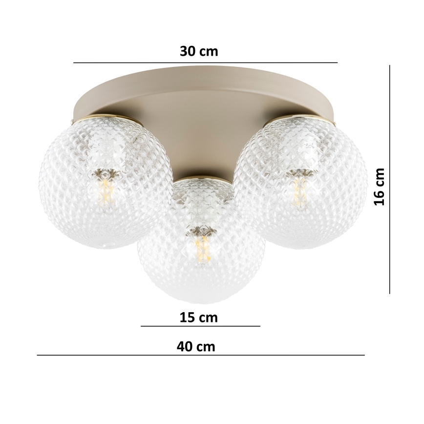 Brilagi - Mennyezeti lámpatest STELLA 3xE27/60W/230V Ø 35 cm bézs/arany