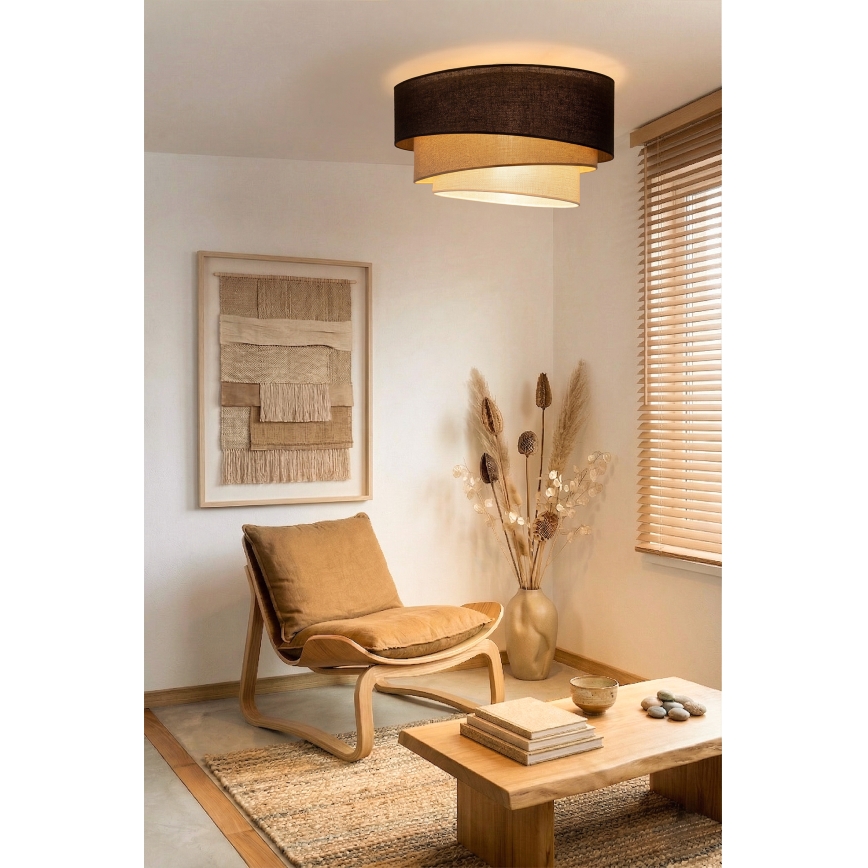 Brilagi - Mennyezeti lámpatest TRIO 3xE27/60W/230V Ø 60 cm barna/bézs/fehér