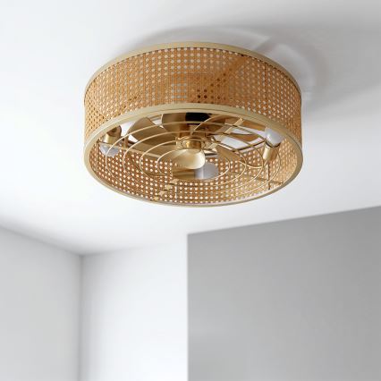 Brilagi - Mennyezeti ventilátor 4xE27/40W/230V, átmérő 50 cm, bambusz, távirányítóval
