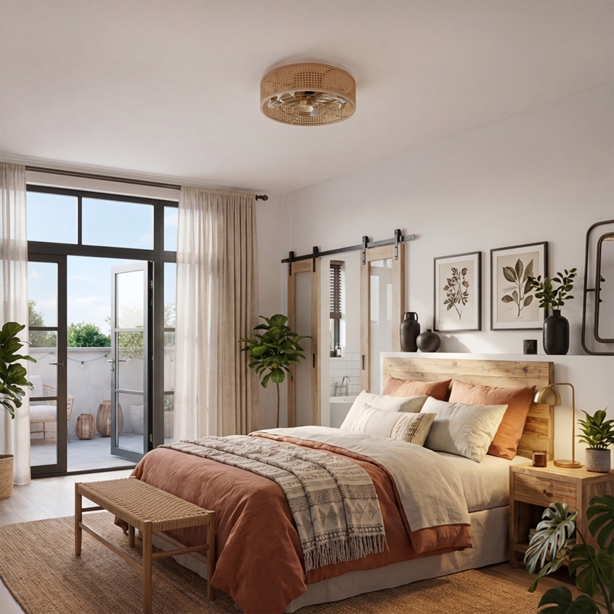 Brilagi - Mennyezeti ventilátor 4xE27/40W/230V, átmérő 50 cm, bambusz, távirányítóval