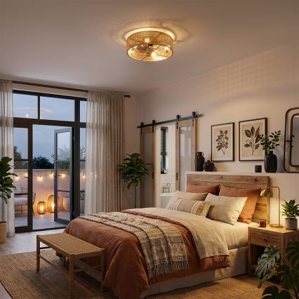 Brilagi - Mennyezeti ventilátor 4xE27/40W/230V, átmérő 50 cm, bambusz, távirányítóval