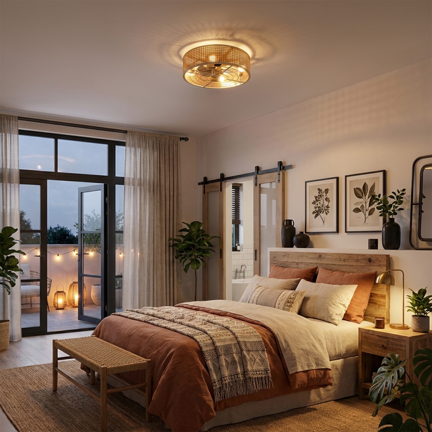 Brilagi - Mennyezeti ventilátor 4xE27/40W/230V, átmérő 50 cm, bambusz, távirányítóval