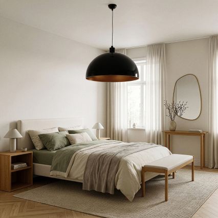 Brilagi - METALO LED csillár kábelen 1xE27/40W/230V Ø 60 cm fekete/rézszínű