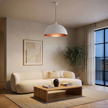 Brilagi - METALO LED kábeles függesztett csillár 1xE27/40W/230V átm. 40 cm fehér/réz