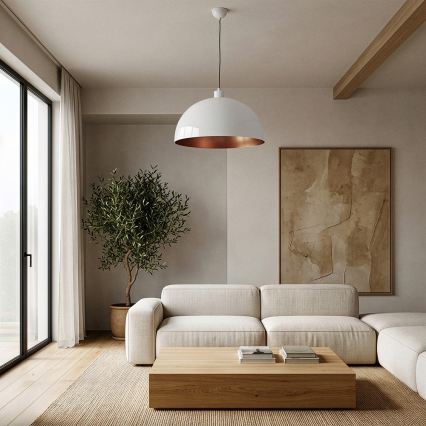 Brilagi - METALO LED kábeles függesztett csillár 1xE27/40W/230V átm. 40 cm fehér/réz