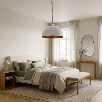 Brilagi - METALO LED kábeles függesztett csillár 1xE27/40W/230V átm. 40 cm fehér/réz