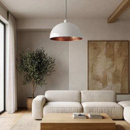 Brilagi - METALO LED kábeles függesztett csillár 1xE27/40W/230V átm. 40 cm fehér/réz
