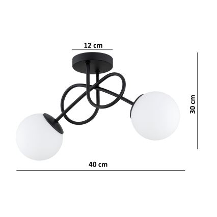 Brilagi - MILO felületre szerelhető csillár 2xE27/60W/230V fekete